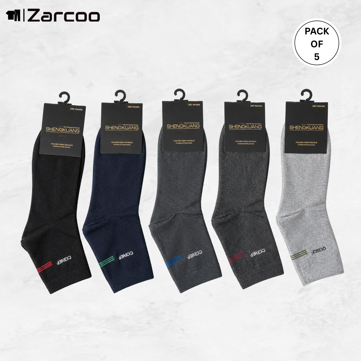 Zarcoo Branded Mid Crew Sock (Pack of 5)