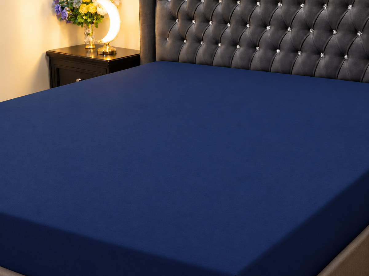 Terry Cotton Waterproof Mattress Cover - Navy
