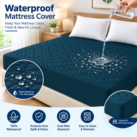 Quilted waterproof Mattress Cover - Zinc
