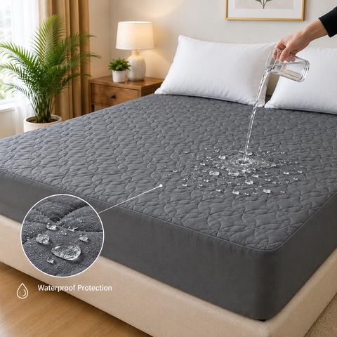 Quilted waterproof Mattress Cover - Gray